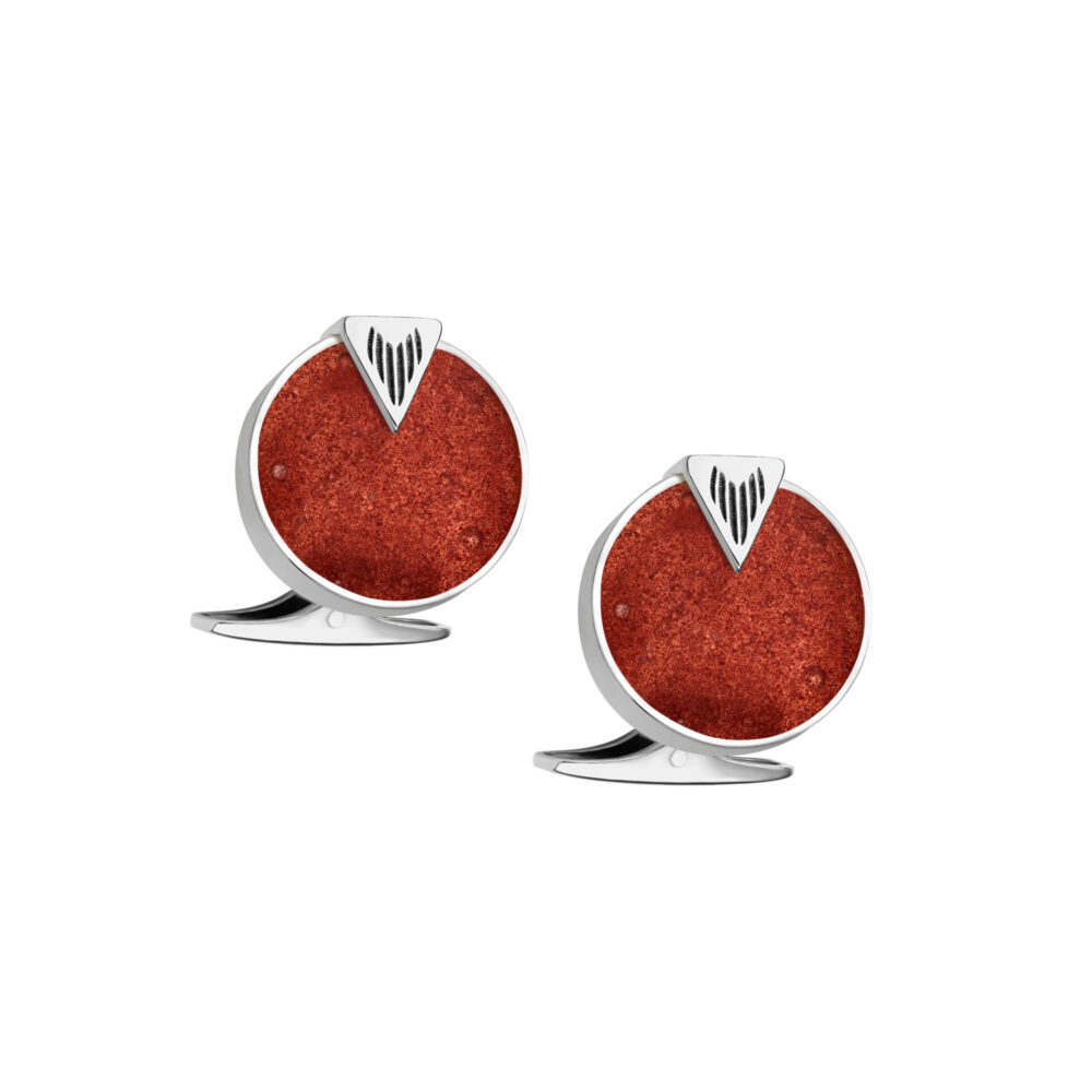 VINCELLS SIMULTAS cufflinks in white gold with red wine stone - Image 2