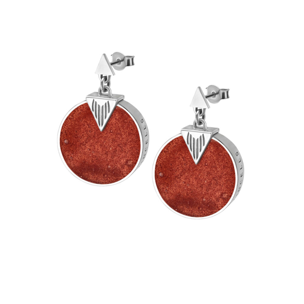 VINCELLS SIMULTAS earrings in white gold with red wine stone - Image 2