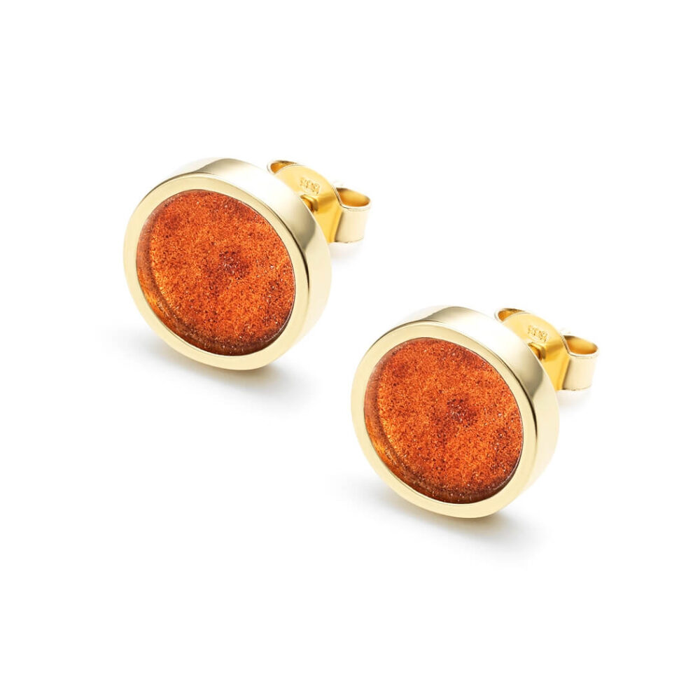 VINCELLS GAUDIUM earrings in yellow gold with red wine stone