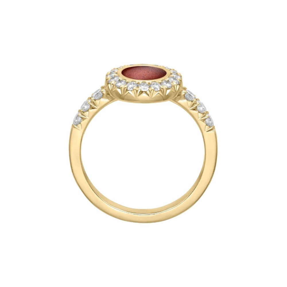 VINCELLS MIRABILITAS GRATIA ring in yellow gold with red wine stone - Image 3